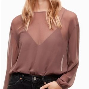 Aritzia Wilfred Talmont Blouse Bodysuit Mauve Pink